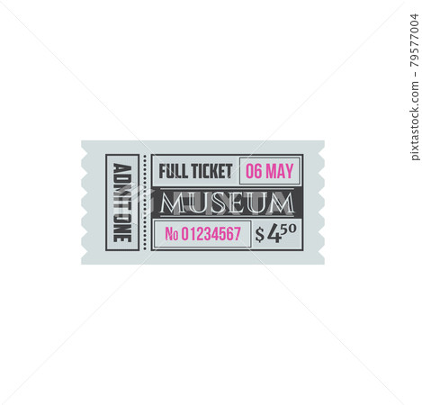 Entry ticket to historical museum isolated card Entry ticket to historical museum isolated card 79577004