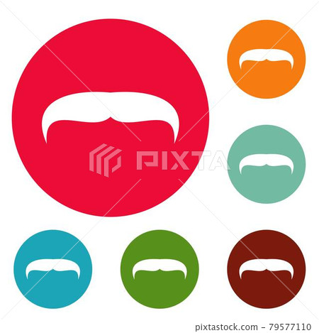 Villainous mustache icons circle set vector Villainous mustache icons circle set vector 79577110