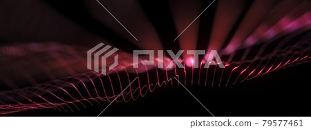 Abstract 3D Illustration Glow Pink Red Canvas Wireframe for Business Technology Background. 3D rendering Flow Grid Digital Cyberspace for Hi-tech, science communications, Data Array, web banner. 79577461