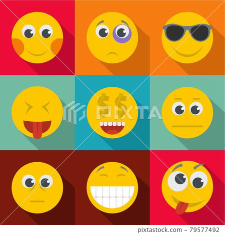 Expression of emotion icons set, flat style Expression of emotion icons set, flat style 79577492