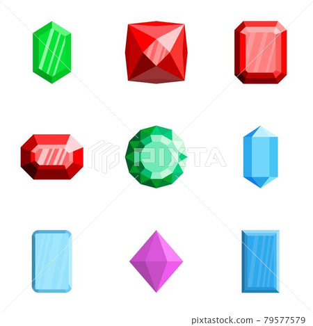 Gemstone icons set, flat style Gemstone icons set, flat style 79577579