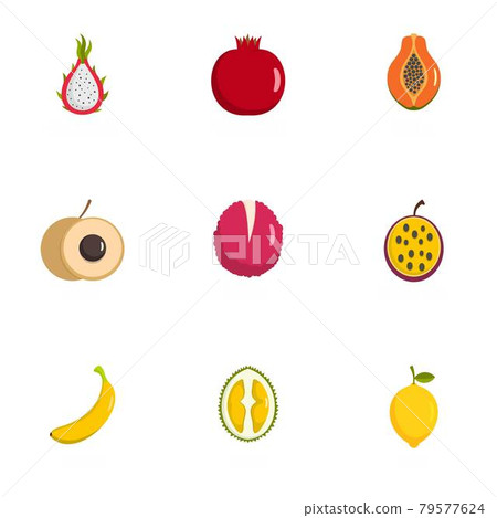 Fetus icons set, flat style 79577624