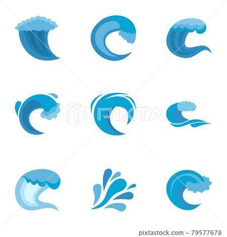 Oscillation icons set, flat style 79577678