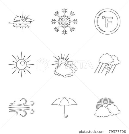 Weather observations icons set, outline style 79577708