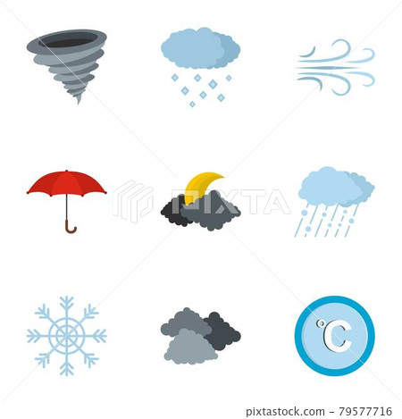 Meteorological office icons set, flat style 79577716