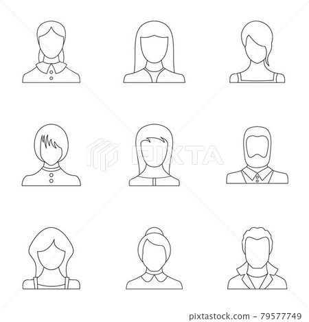 Phiz icons set, outline style 79577749