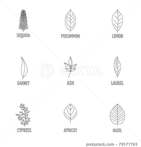 Foliage icons set, outline style Foliage icons set, outline style 79577765
