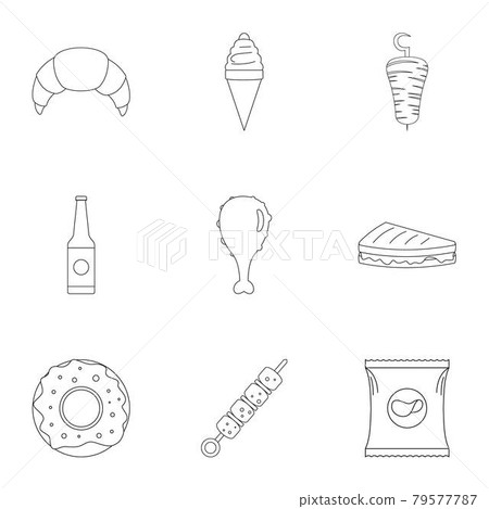 Crumbly icons set, outline style Crumbly icons set, outline style 79577787