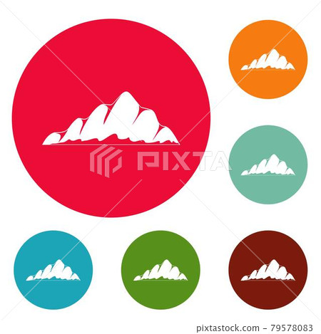 Mountain landscape icons circle set vector Mountain landscape icons circle set vector 79578083