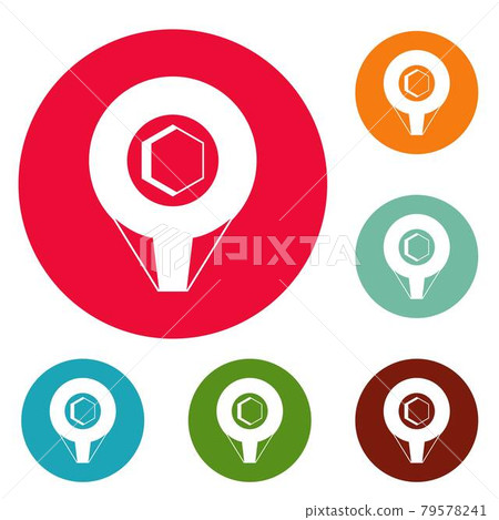 Mark pin icons circle set vector - Stock Illustration [79578241] - PIXTA