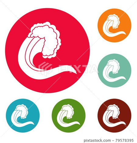 Wave nature icons circle set vector 79578395