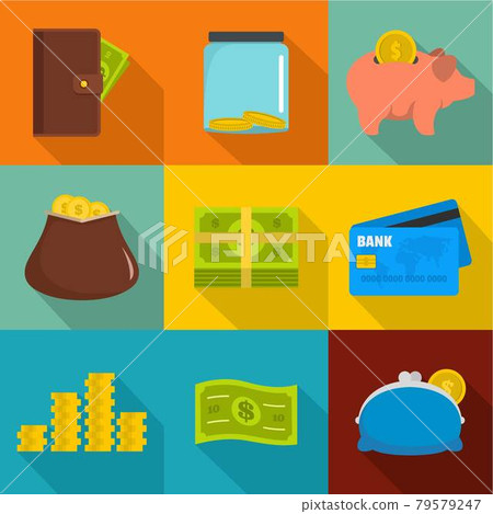 Business impact icons set, flat style Business impact icons set, flat style 79579247