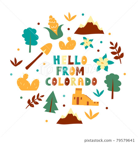 USA collection. Hello from Colorado theme. State Symbols USA collection. Hello from Colorado theme. State Symbols 79579641