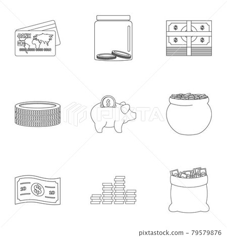 Sponsor support icons set, outline style Sponsor support icons set, outline style 79579876