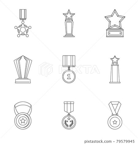 Reckoning icons set, outline style Reckoning icons set, outline style 79579945