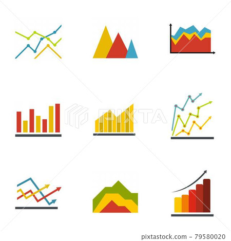Graph icons set, flat style Graph icons set, flat style 79580020