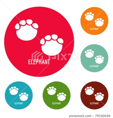 Elephant step icons circle set vector 79580089