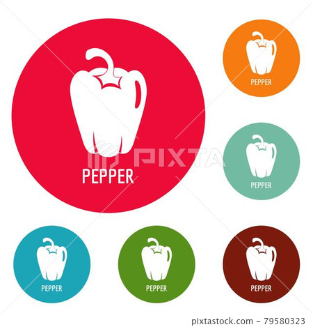 Pepper icons circle set vector Pepper icons circle set vector 79580323
