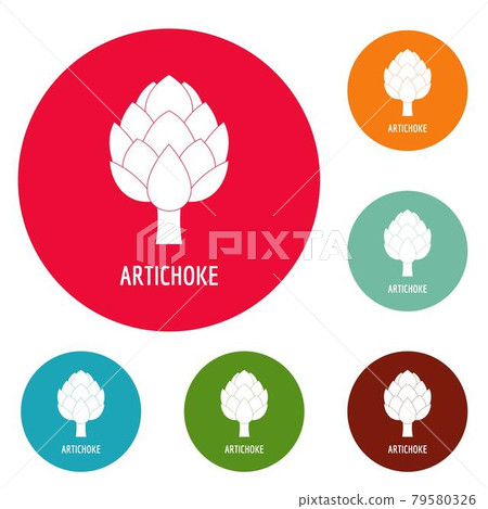 Artichoke icons circle set vector Artichoke icons circle set vector 79580326
