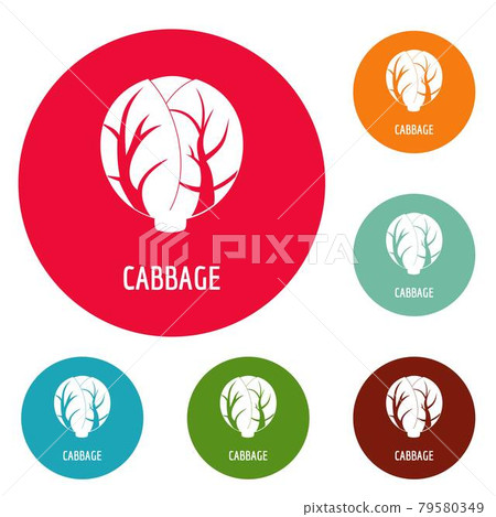 Cabbage icons circle set vector Cabbage icons circle set vector 79580349