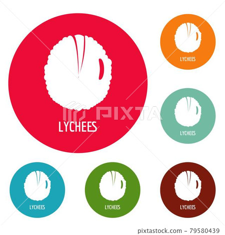 Lychee icons circle set vector-插圖素材 [79580439] - PIXTA圖庫