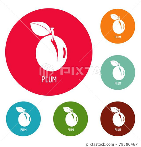 Plum icons circle set vector 79580467