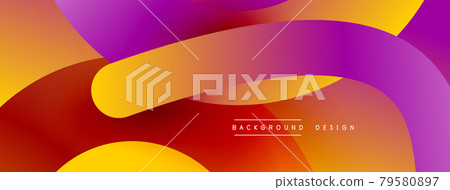 Abstract overlapping lines and circles geometric background with gradient colors 79580897