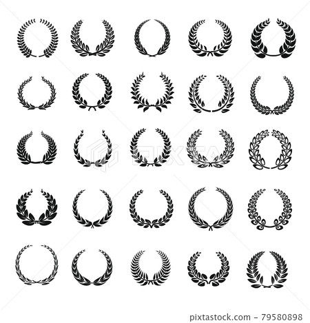 Laurel wreath icons set, simple style Laurel wreath icons set, simple style 79580898