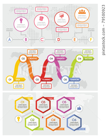 Workflow timeline banner concept set, flat style Workflow timeline banner concept set, flat style 79580923