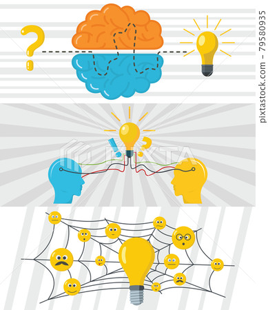 Brainstorm creative banner concept set, flat style Brainstorm creative banner concept set, flat style 79580935
