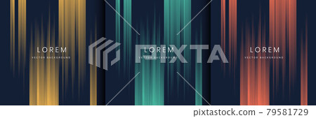 Set of abstract yellow, green, orange, stripe horizontal lines light on dark blue background. Set of abstract yellow, green, orange, stripe horizontal lines light on dark blue background. 79581729