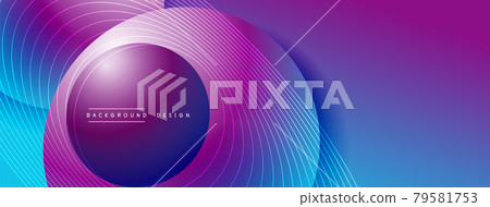 Gradient circles with shadows. Vector techno abstract background. Modern overlapping forms wallpaper background, design template 79581753