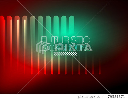 Bright neon color techno abstract background, shiny glowing neon lines in the dark background 79581871