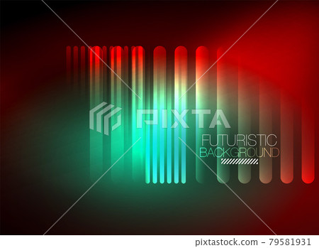 Bright neon color techno abstract background, shiny glowing neon lines in the dark background 79581931