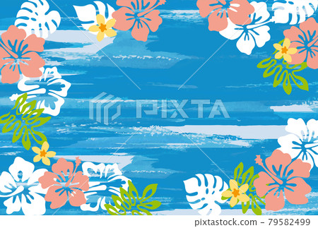 棕櫚和芙蓉度假村手繪海背景 79582499
