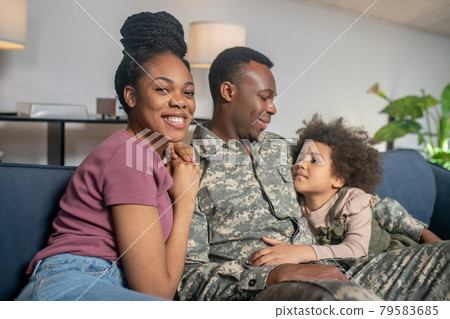 Serviceman young man on vacation at home Serviceman young man on vacation at home 79583685