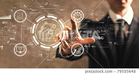Smart industry concept with businessman Smart industry concept with businessman 79585648