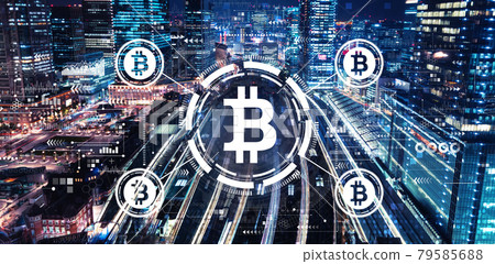 Bitcoin theme with a large train station Bitcoin theme with a large train station 79585688
