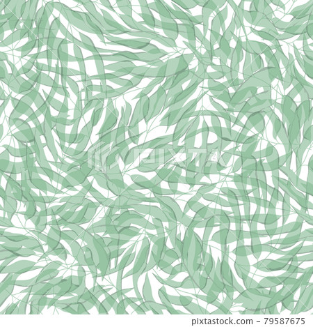 Floral seamless with hand drawn color leaves. Cute autumn background. Tropic green branches. Modern floral compositions. Fashion vector stock illustration for wallpaper, posters, card, fabric, textile Floral seamless with hand drawn color leaves. Cute autumn background. Tropic green branches. Modern floral compositions. Fashion vector stock illustration for wallpaper, posters, card, fabric, textile 79587675