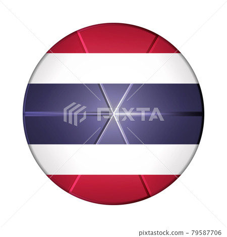 Glass light ball with flag of Thailand. Round sphere, template icon. National symbol. Glossy realistic ball, 3D abstract vector illustration highlighted on a white background. Big bubble 79587706