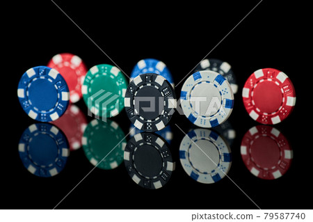 Background made of Casino chips top down view 79587740