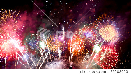 Firework celebrate anniversary happy new year 2021, 4th of july holiday festival. colorful firework in the night time to celebrate national holiday. countdown to new year 2021 party time event. Firework celebrate anniversary happy new year 2021, 4th of july holiday festival. colorful firework in the night time to celebrate national holiday. countdown to new year 2021 party time event. 79588930