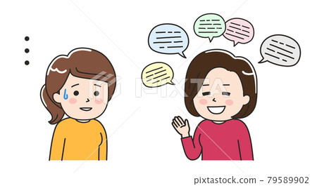一個說話太多的女人和一個難以聽到的女人插圖素材 一個說話太多的女人和一個難以聽到的女人插圖素材 79589902