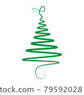 Christmas tree continuous outline doodle. Vector illustration 79592028