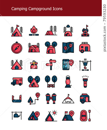 filled outline camping gear campground icons pack filled outline camping gear campground icons pack 79593280