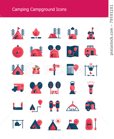 flat camping gear campground icons flat camping gear campground icons 79593281