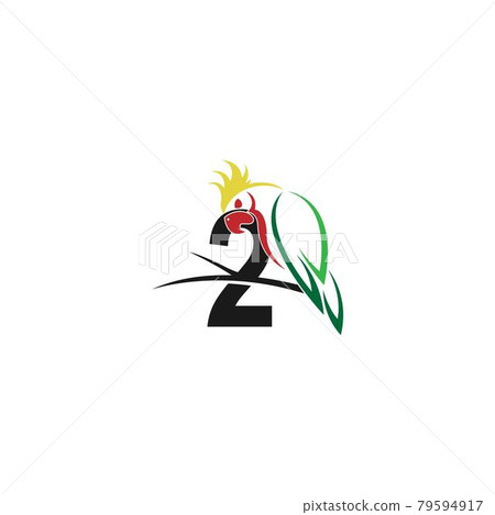 Number 2 with parrot bird icon logo design vector 79594917