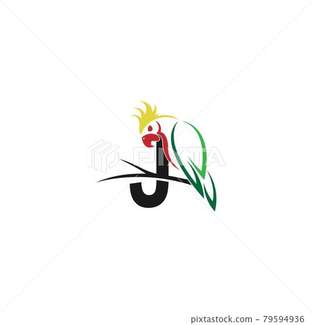 Letter J with parrot bird icon logo design vector - Stock Illustration ...