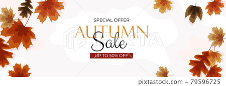 Autumn sale background with falling leaves. Can be used as story post in social network. Vector Illustration 79596725