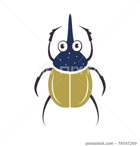 Cute Rhinoceros Beetle Insect, Lovely Colorful Gastropod Creature Cartoon Vector Illustration 79597269